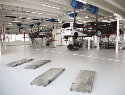 Modulfix tiles in Barcelona car repair shops