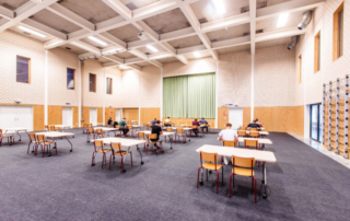 Easyprotec modular tile to protect gymnasium floor at events or main exams
