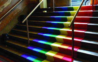 Studio rainbow flag printed trade fair carpeting