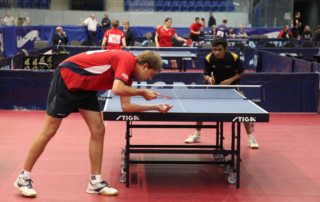 Red pvc flooring for table tennis Sportex Racket Main