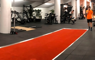 Red artificial grass for gymnasium Supratrail 15 Intense