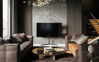 SPC gray marble type flooring for use in restaurants, hotels, residences or homes.