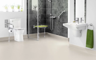 Hydrosafe R11 vinyl flooring for nursing home bathrooms