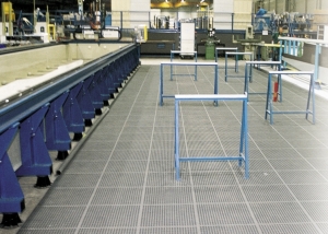 PVC grating tiles for workshops with chips, liquids, etc.