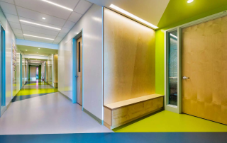 Rubber flooring in high school corridor