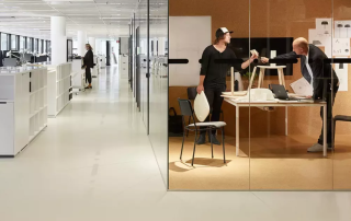 Universo rubber smooth colored flooring in offices