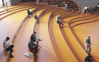 Orange rubber flooring in university